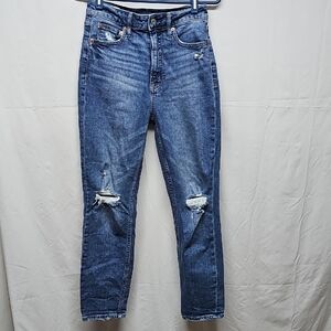 GAP Women's Distressed Blue Straight Leg Jeans